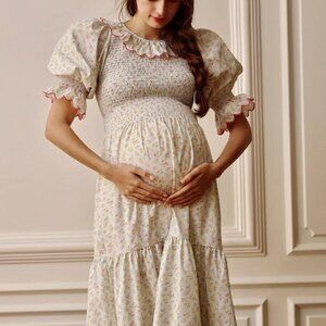 Nothing Fits but Maternity Dress Nadia Scalloped Dress Floral, Scalloping